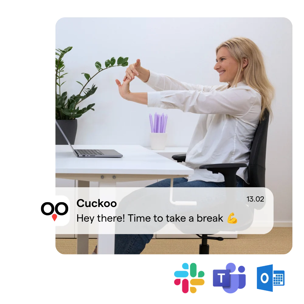 Cuckoo-taukomuistutus Slackissa, Teamsissa ja Outlookissa